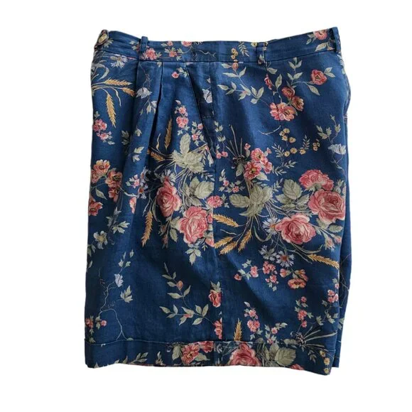 Ralph Lauren Vintage 100% Linen Floral Shorts | EUC | 8P | Blue, Multicolor - Picture 8 of 12